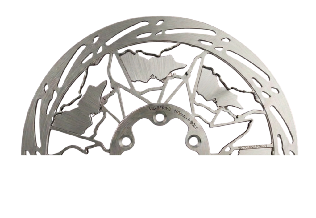 MTB Victoria logo of disc rotor with Victoria cutouts