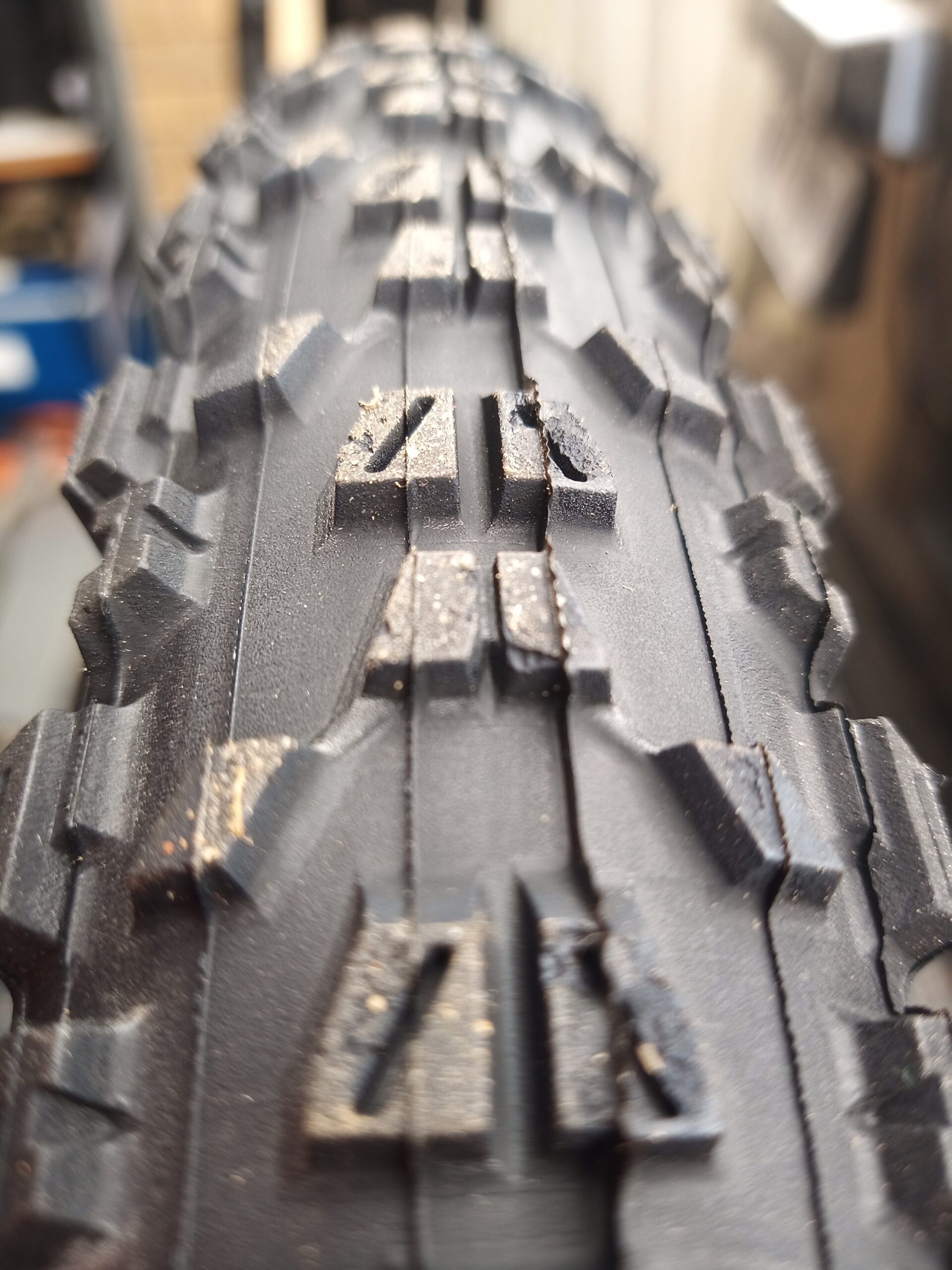 Close up of the tread of a Maxxis Ardent MTB tyre
