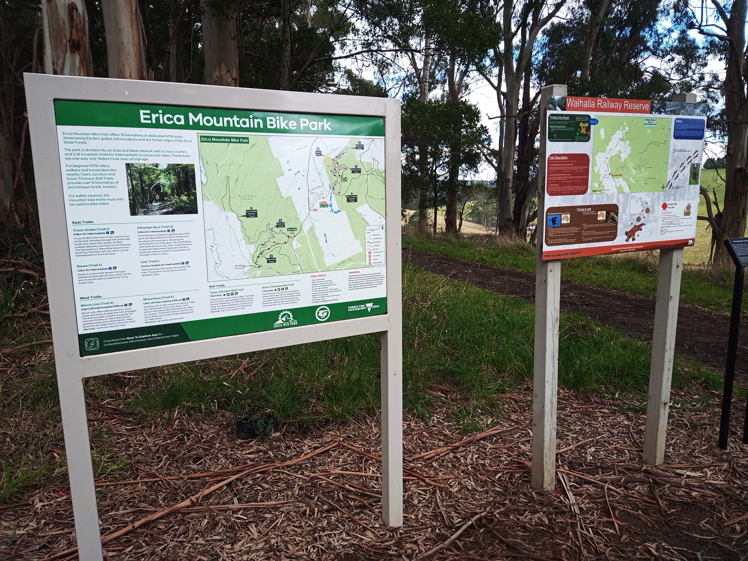 Trail map at Erica East Trailhead