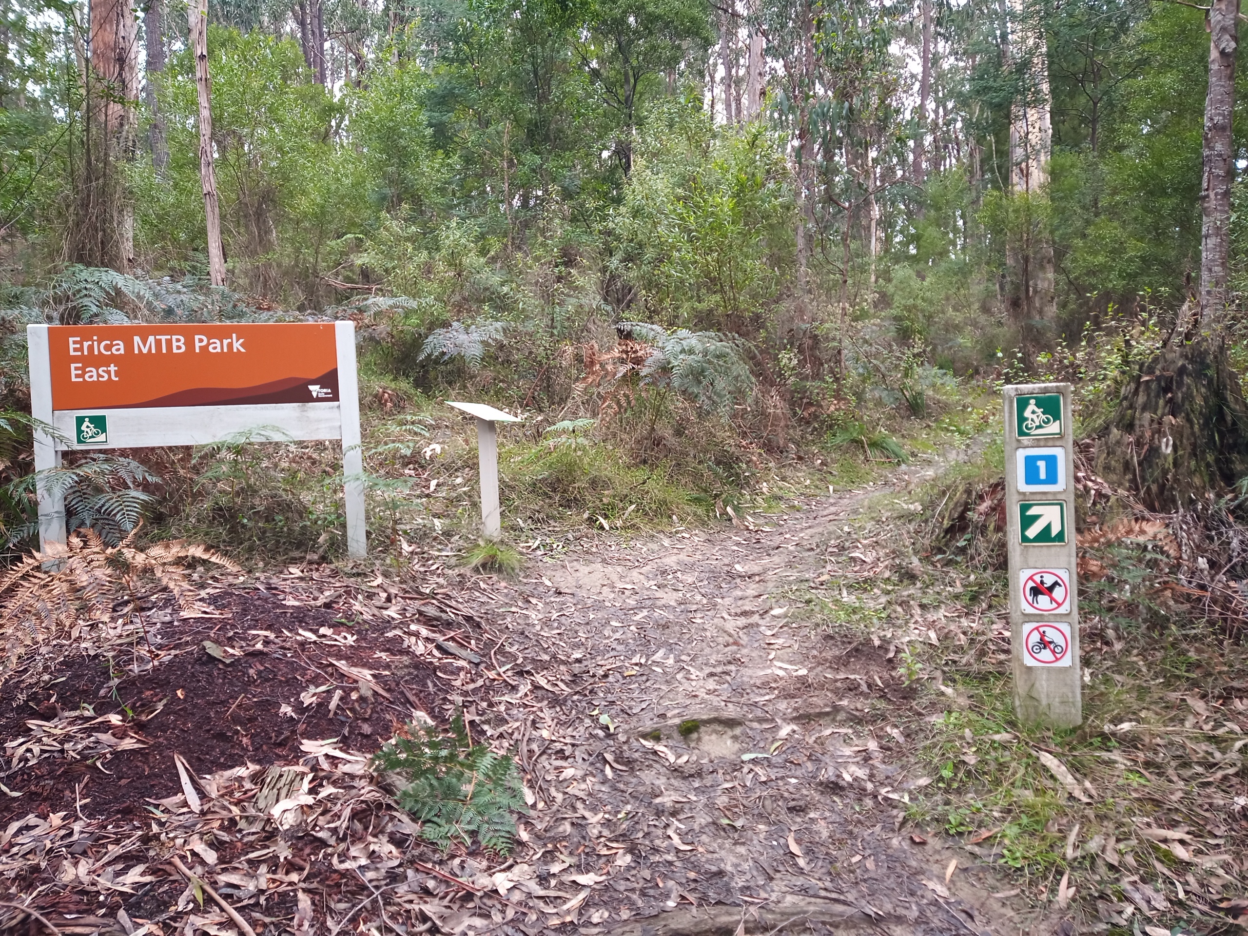 Sign marking the start of track 1 at Erica East
