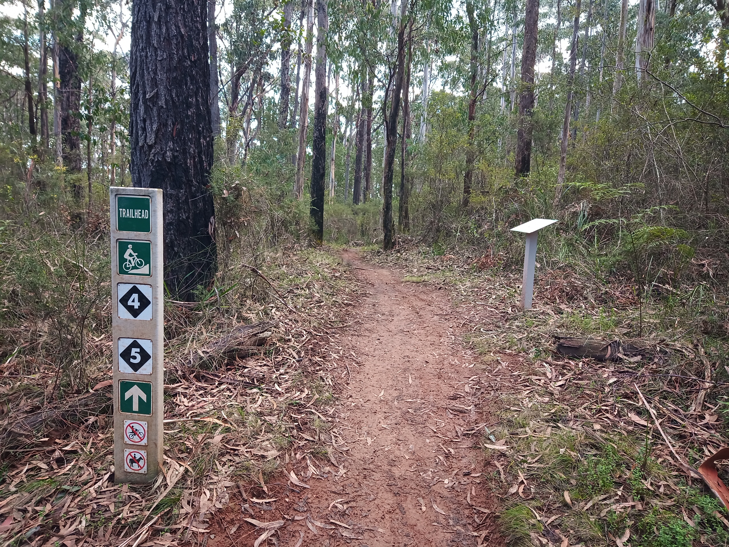 Sign showing way to black gravity trails at Erica West