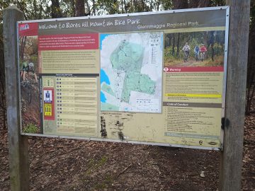 Blores Hill information board and map at the trailhead
